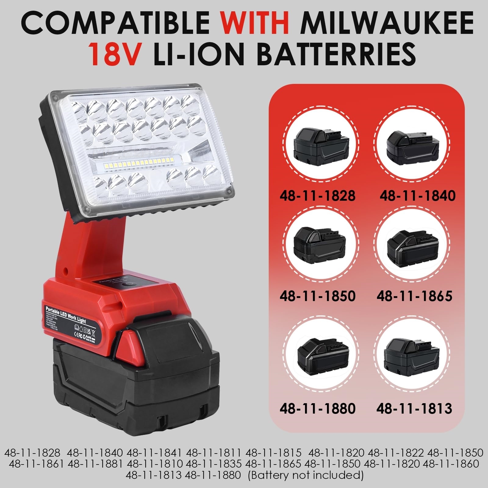 Outdoor Lighting Not Working - Portable Flashlight Compatible with Milwaukee 18V