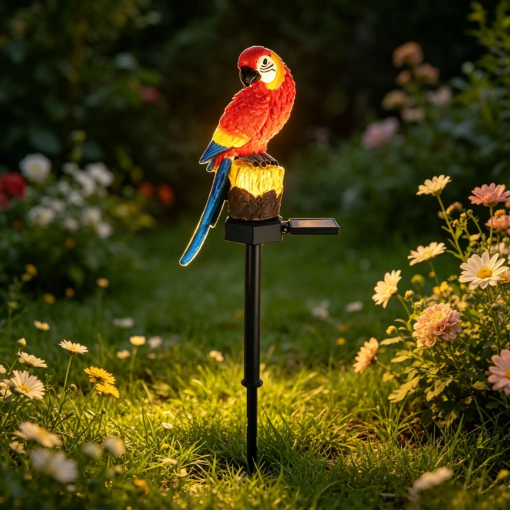 Outdoor Lighting Effects - Solar Resin Parrot Decorative Light, Outdoor