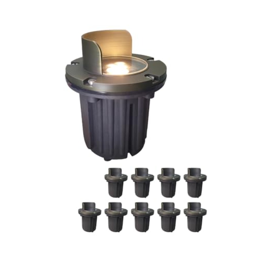 Outdoor Lighting Low Voltage - Brass Top Cover Landscape Well Lights