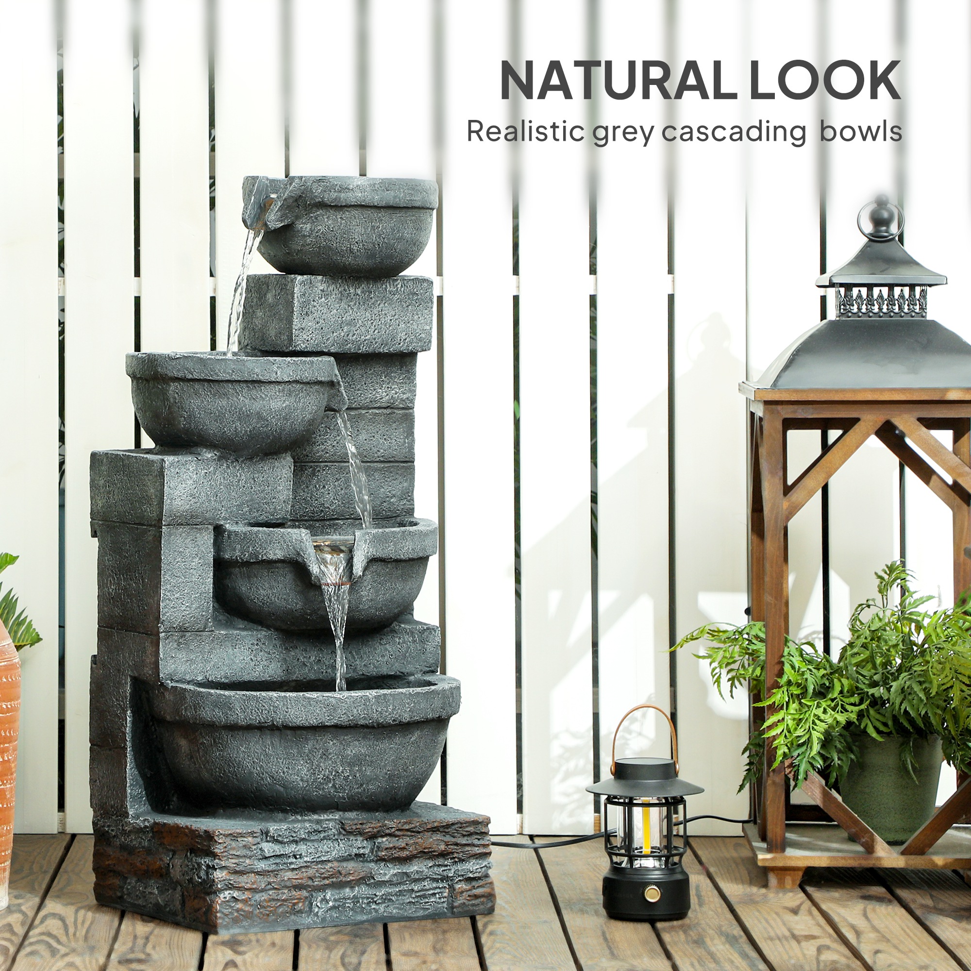 Outdoor Zen Lighting - 30 Inch Tall Outdoor Waterfall Fountain