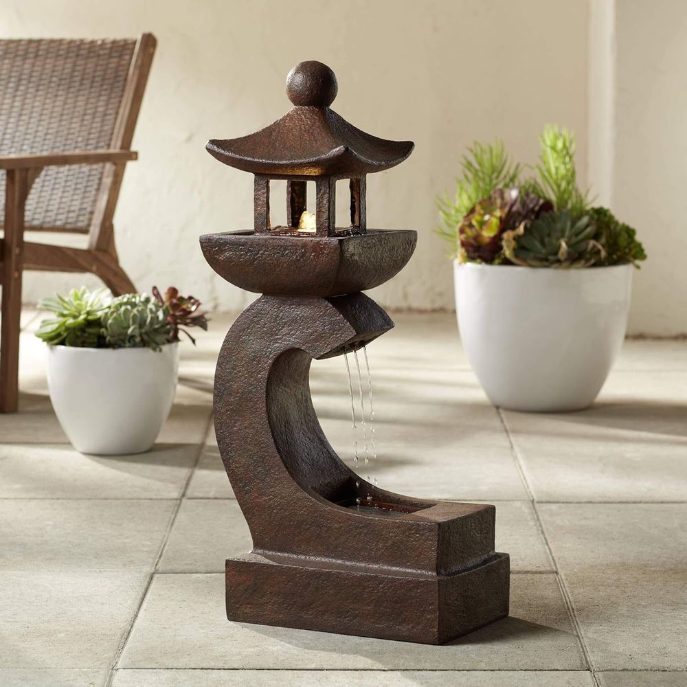 Outdoor Zen Lighting - 31 Zen-Inspired Rust Stone Outdoor Water