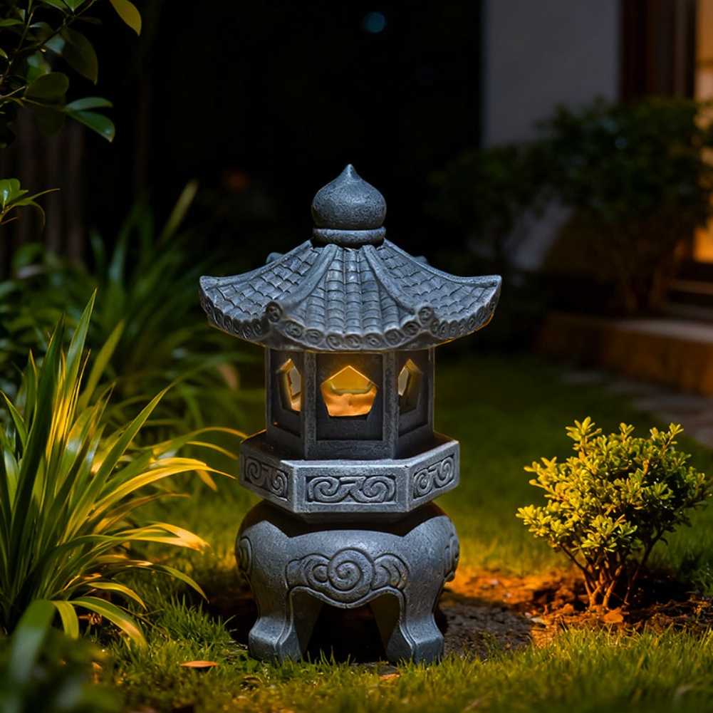 Zen Solar Pagoda Lantern with  – Outdoor Zen Lighting Bewertung und Preis