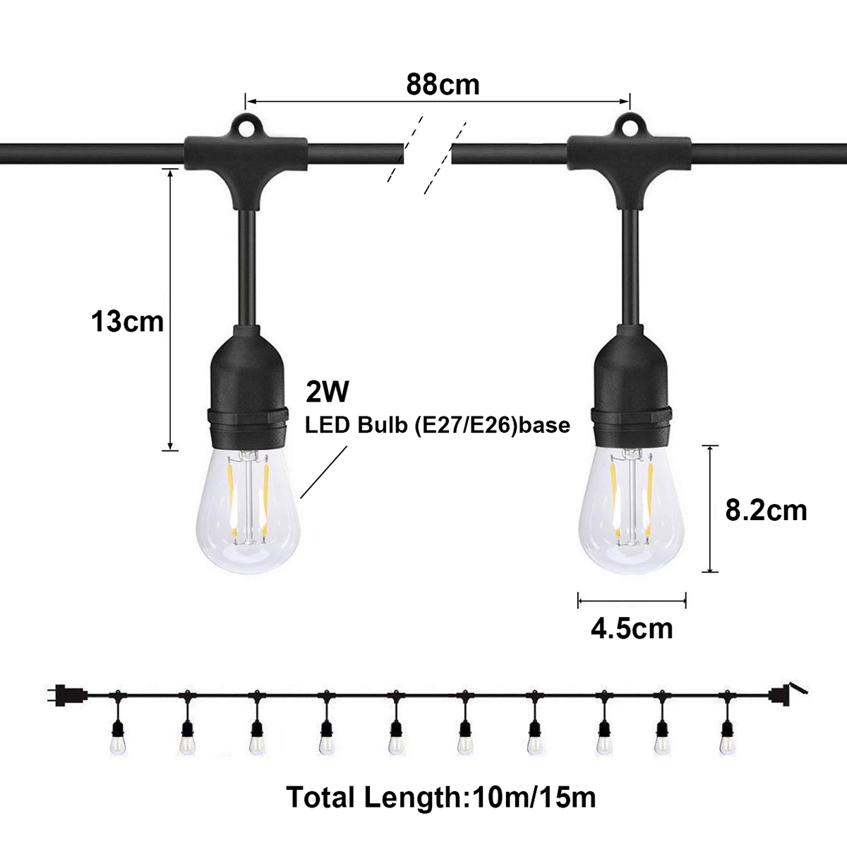 Outdoor String Lights LED S14  – Outdoor Lighting Uk Bewertung und Preis