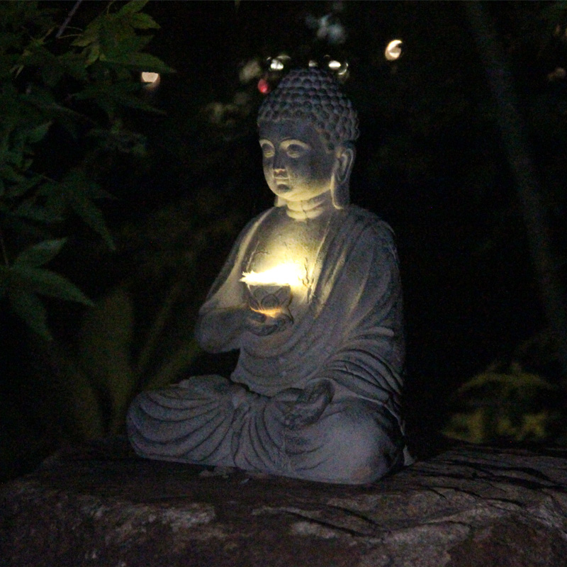 Resin Solar Buddha Statue Scul – Outdoor Zen Lighting Bewertung und Preis
